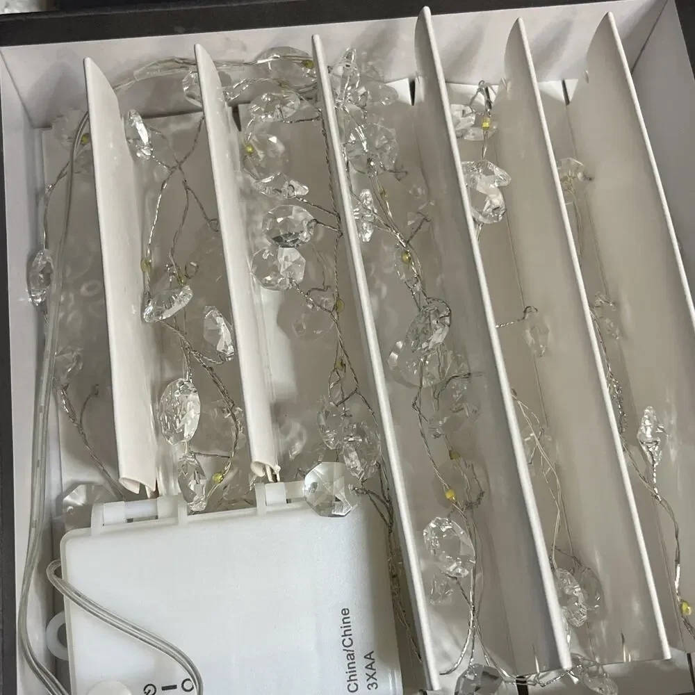 Restoration Hardware Starry Crystal Beaded Glass Garland 6 Feet Battery Timer